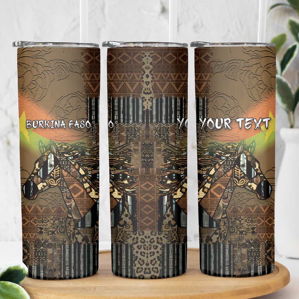 Personalized Burkina Faso Skinny Tumbler African Tribal Horse Patchwork Style - African Pride