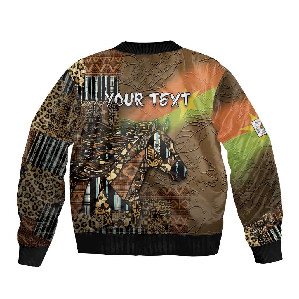 Personalized Burkina Faso Sleeve Zip Bomber Jacket African Tribal Horse Patchwork Style - African Pride