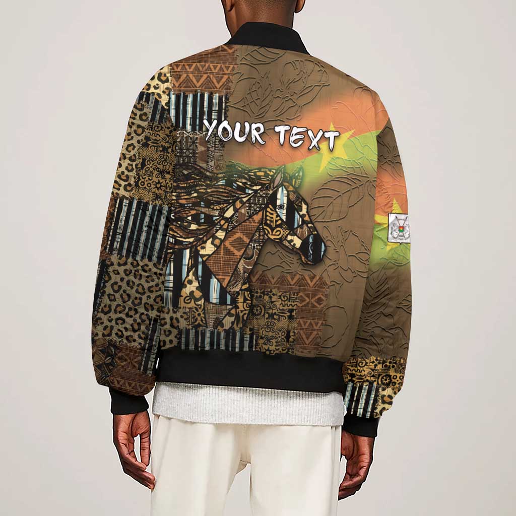 Personalized Burkina Faso Sleeve Zip Bomber Jacket African Tribal Horse Patchwork Style - African Pride
