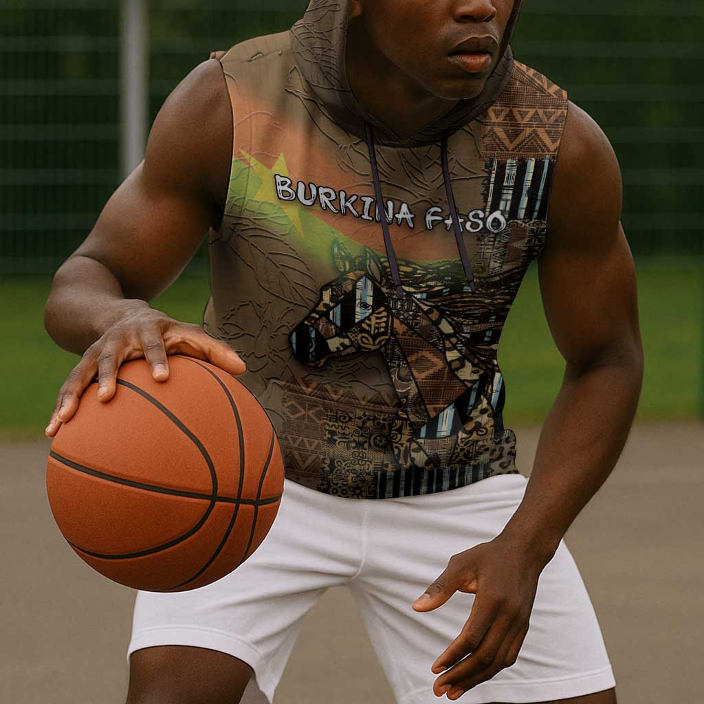 Personalized Burkina Faso Sleeveless Hoodie African Tribal Horse Patchwork Style - African Pride