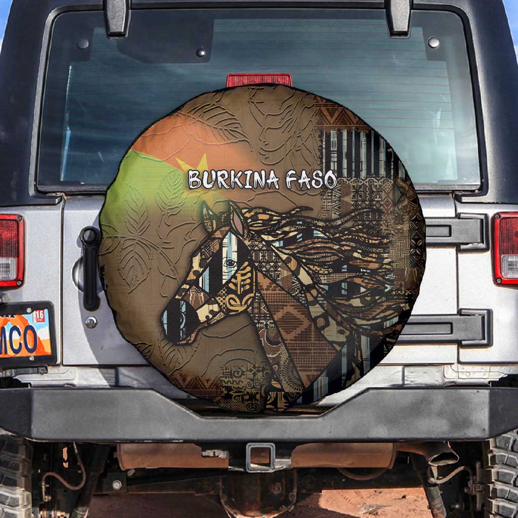 Burkina Faso Spare Tire Cover African Tribal Horse Patchwork Style - African Pride