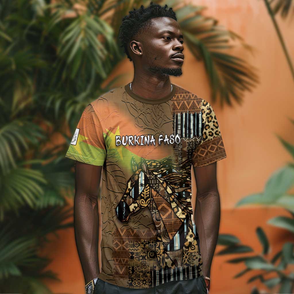Personalized Burkina Faso T shirt African Tribal Horse Patchwork Style - African Pride