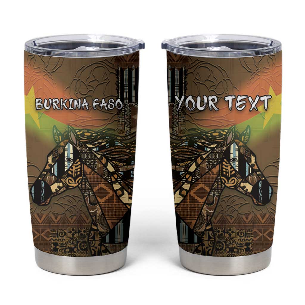 Personalized Burkina Faso Tumbler Cup African Tribal Horse Patchwork Style - African Pride