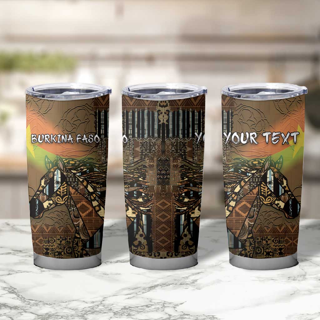 Personalized Burkina Faso Tumbler Cup African Tribal Horse Patchwork Style - African Pride