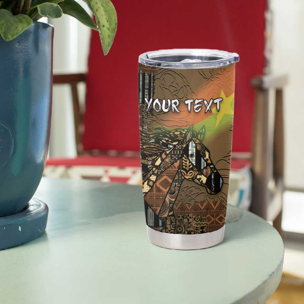 Personalized Burkina Faso Tumbler Cup African Tribal Horse Patchwork Style - African Pride