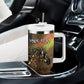 Personalized Burkina Faso Tumbler With Handle African Tribal Horse Patchwork Style - African Pride