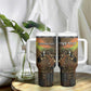 Personalized Burkina Faso Tumbler With Handle African Tribal Horse Patchwork Style - African Pride