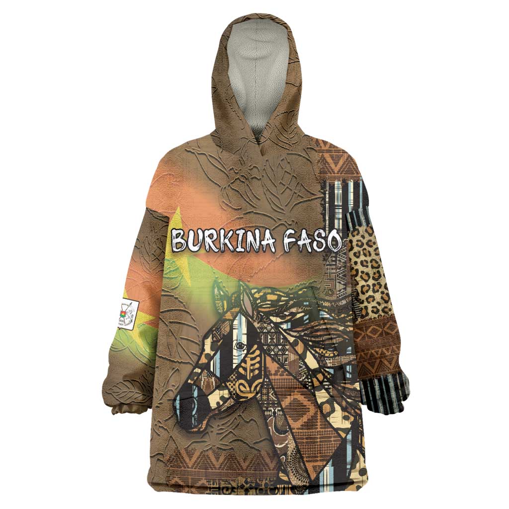 Personalized Burkina Faso Wearable Blanket Hoodie African Tribal Horse Patchwork Style - African Pride