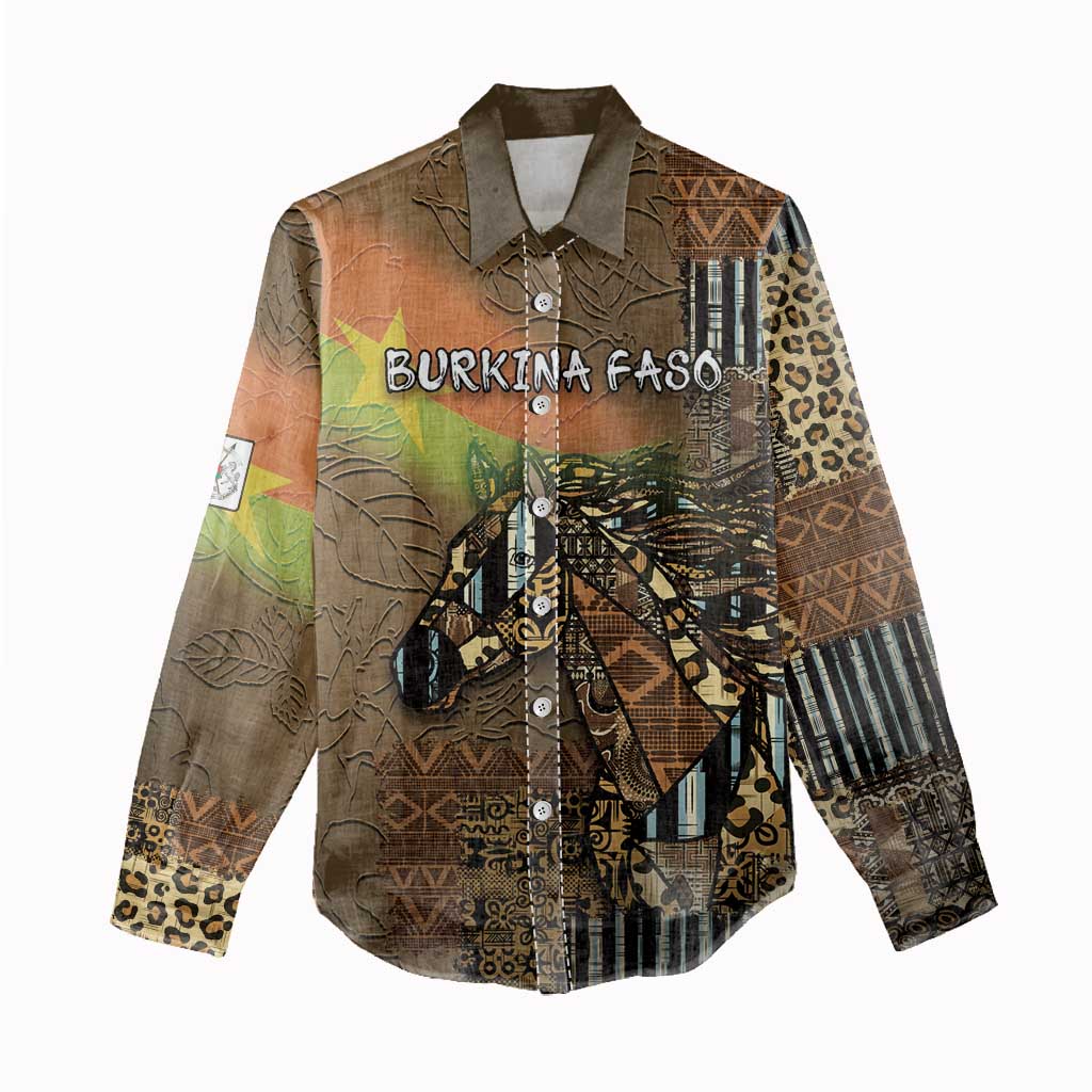 Personalized Burkina Faso Women Casual Shirt African Tribal Horse Patchwork Style - African Pride