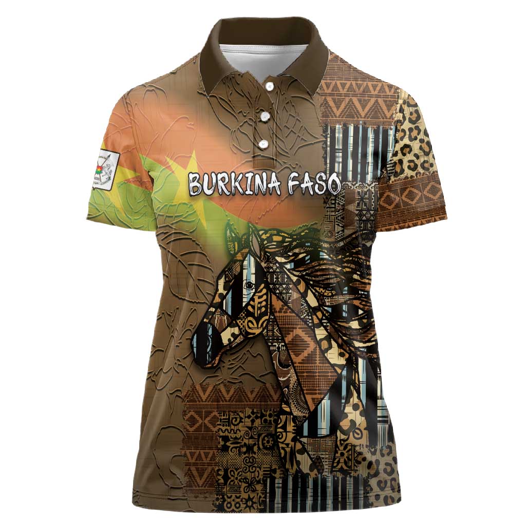 Personalized Burkina Faso Women Polo Shirt African Tribal Horse Patchwork Style - African Pride