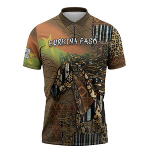 Personalized Burkina Faso Zipper Polo Shirt African Tribal Horse Patchwork Style - African Pride