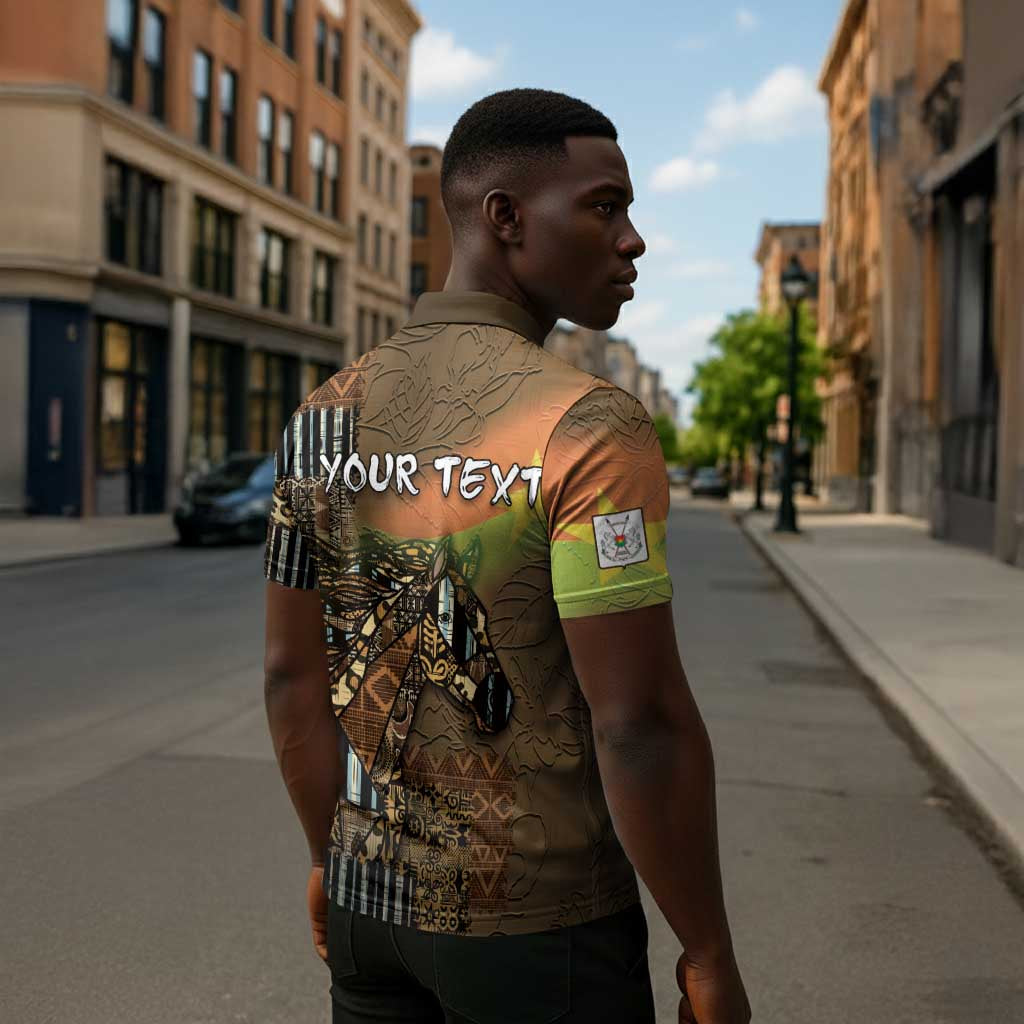 Personalized Burkina Faso Zipper Polo Shirt African Tribal Horse Patchwork Style - African Pride