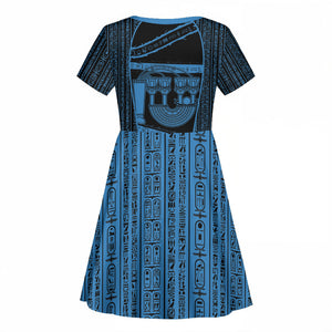 Egypt Menat Kid Short Sleeve Dress Ancient Mythology Goddess Hathor Necklace