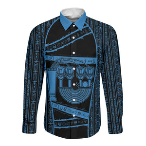 Egypt Menat Long Sleeve Button Shirt Ancient Mythology Goddess Hathor Necklace