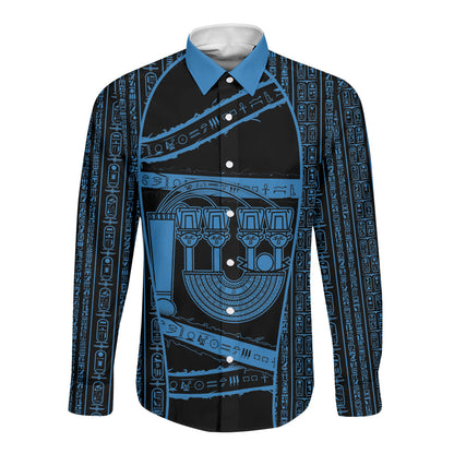 Egypt Menat Long Sleeve Button Shirt Ancient Mythology Goddess Hathor Necklace