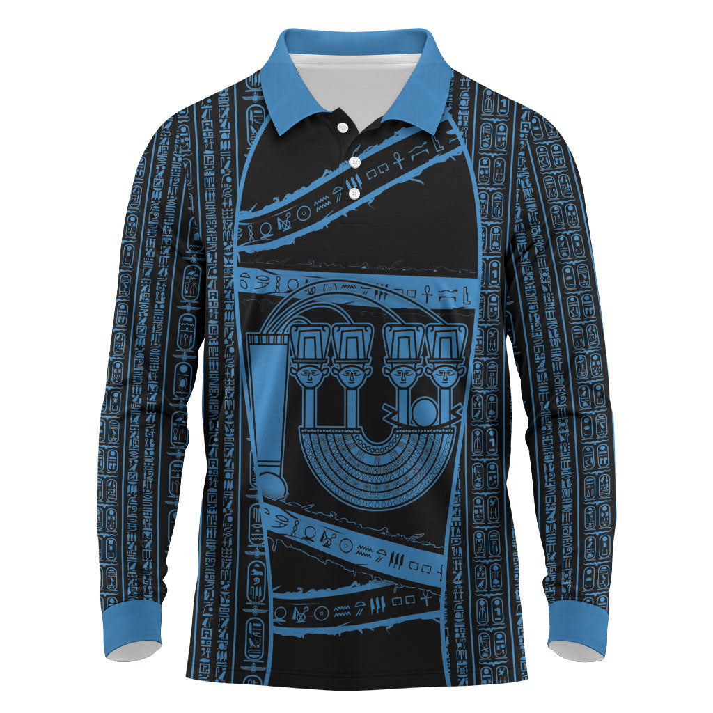 Egypt Menat Long Sleeve Polo Shirt Ancient Mythology Goddess Hathor Necklace
