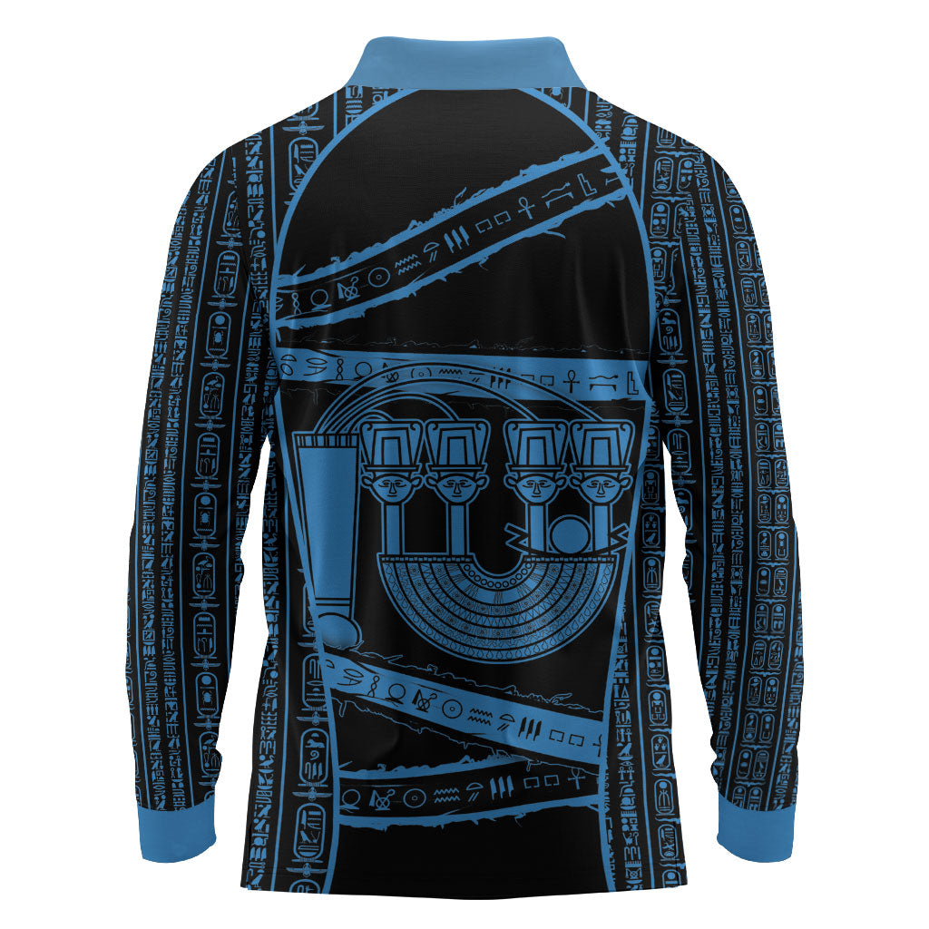 Egypt Menat Long Sleeve Polo Shirt Ancient Mythology Goddess Hathor Necklace