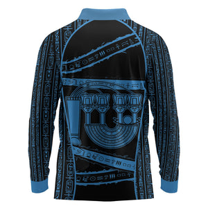 Egypt Menat Long Sleeve Polo Shirt Ancient Mythology Goddess Hathor Necklace