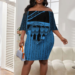Egypt Menat Off Shoulder Short Dress Ancient Mythology Goddess Hathor Necklace