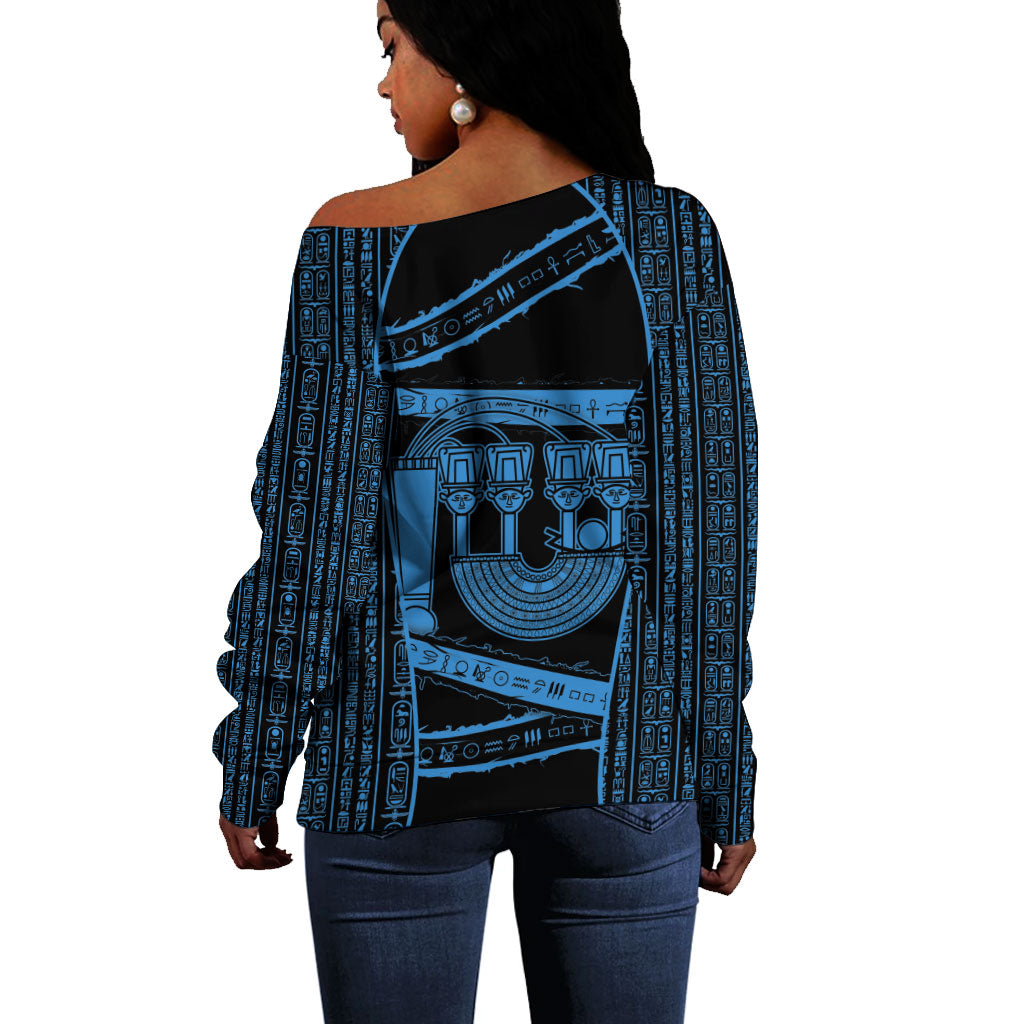 Egypt Menat Off Shoulder Sweater Ancient Mythology Goddess Hathor Necklace