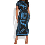 Egypt Menat Short Sleeve Bodycon Dress Ancient Mythology Goddess Hathor Necklace