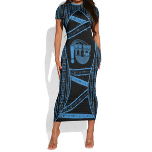 Egypt Menat Short Sleeve Bodycon Dress Ancient Mythology Goddess Hathor Necklace