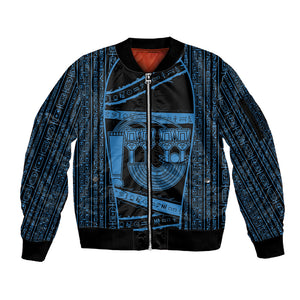 Egypt Menat Sleeve Zip Bomber Jacket Ancient Mythology Goddess Hathor Necklace
