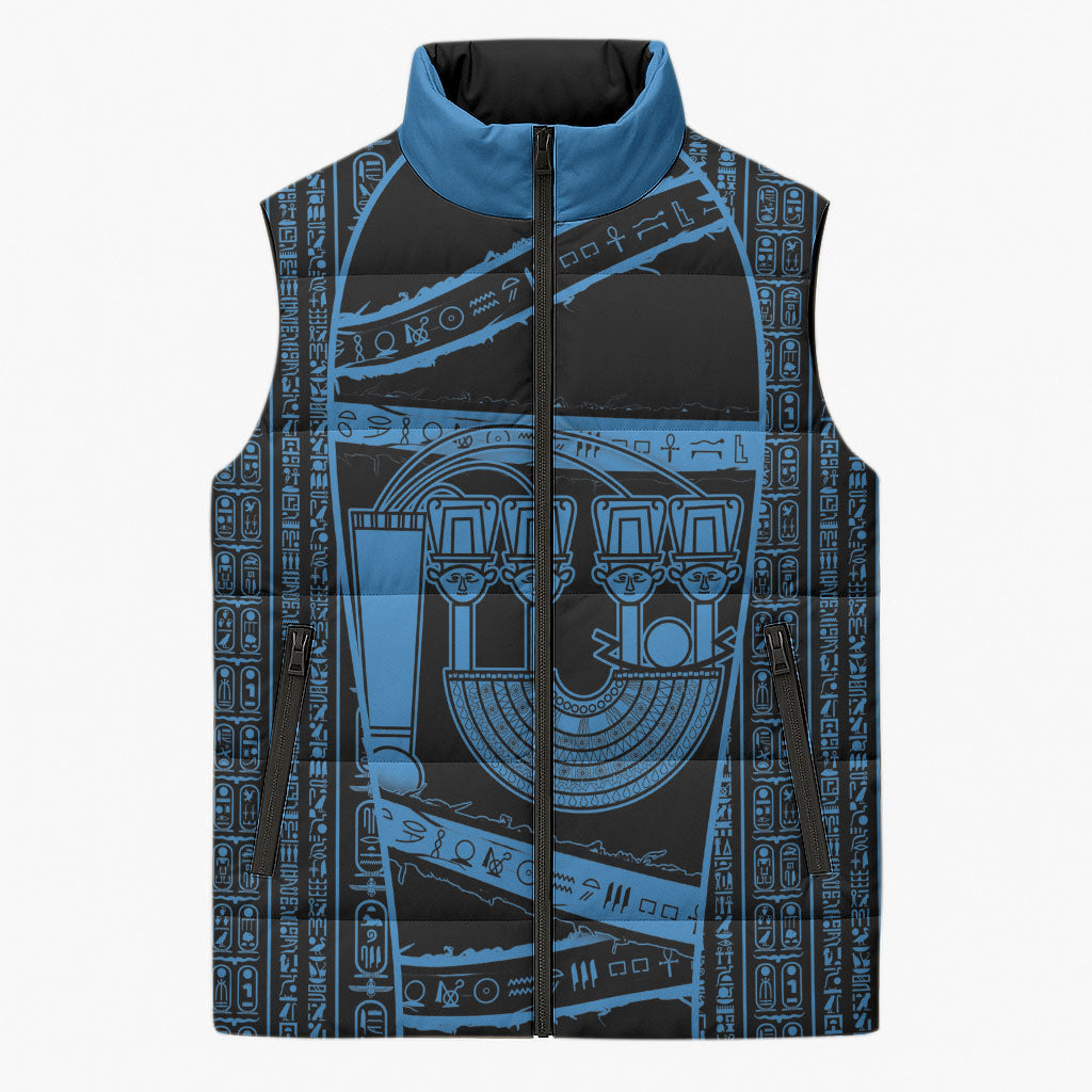 Egypt Menat Sleeveless Puffer Jacket Ancient Mythology Goddess Hathor Necklace