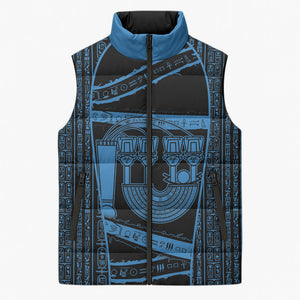 Egypt Menat Sleeveless Puffer Jacket Ancient Mythology Goddess Hathor Necklace