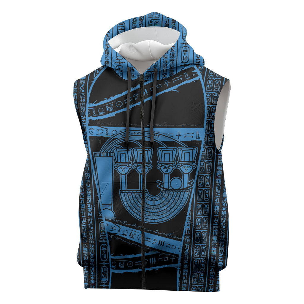 Egypt Menat Sleeveless Zip Hoodie Ancient Mythology Goddess Hathor Necklace