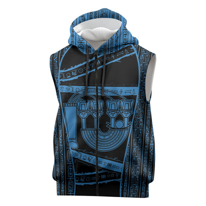 Egypt Menat Sleeveless Zip Hoodie Ancient Mythology Goddess Hathor Necklace