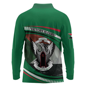 African Sudan Long Sleeve Polo Shirt Victory Is Ours - African Pride