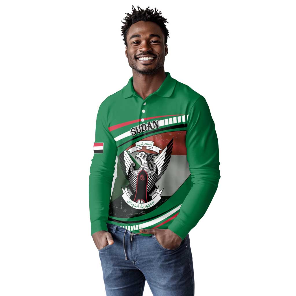 African Sudan Long Sleeve Polo Shirt Victory Is Ours - African Pride