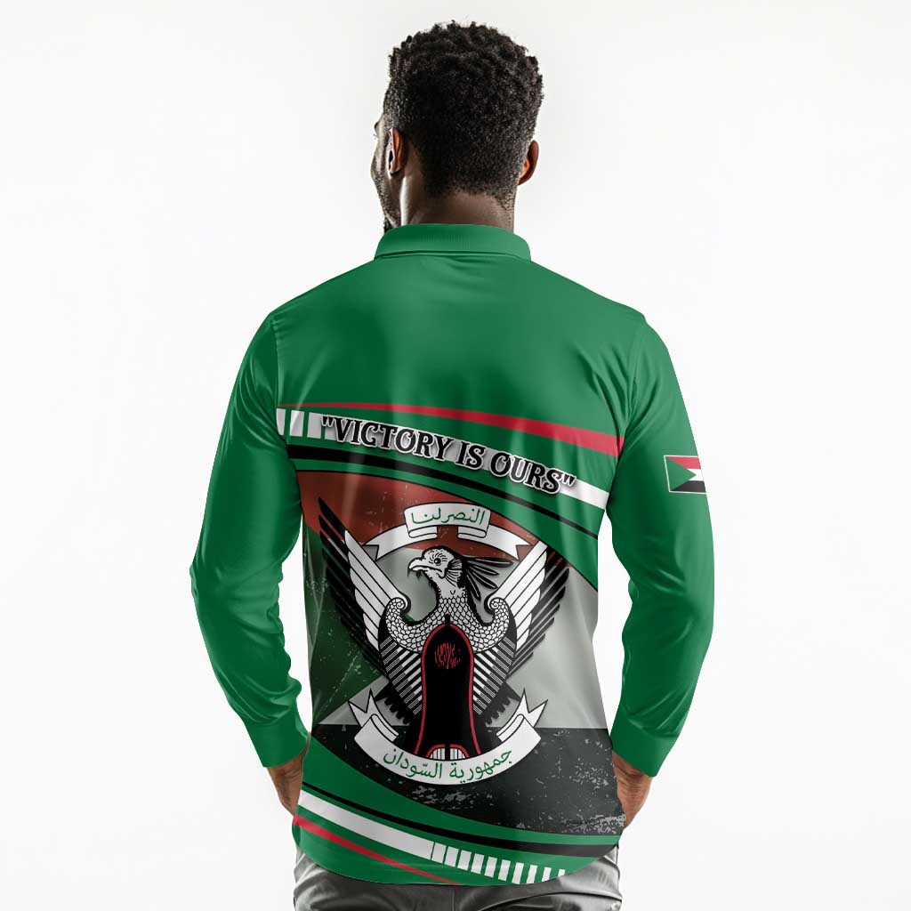 African Sudan Long Sleeve Polo Shirt Victory Is Ours - African Pride