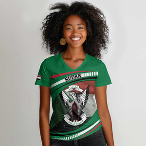 African Sudan Women V-Neck T-Shirt Victory Is Ours - African Pride
