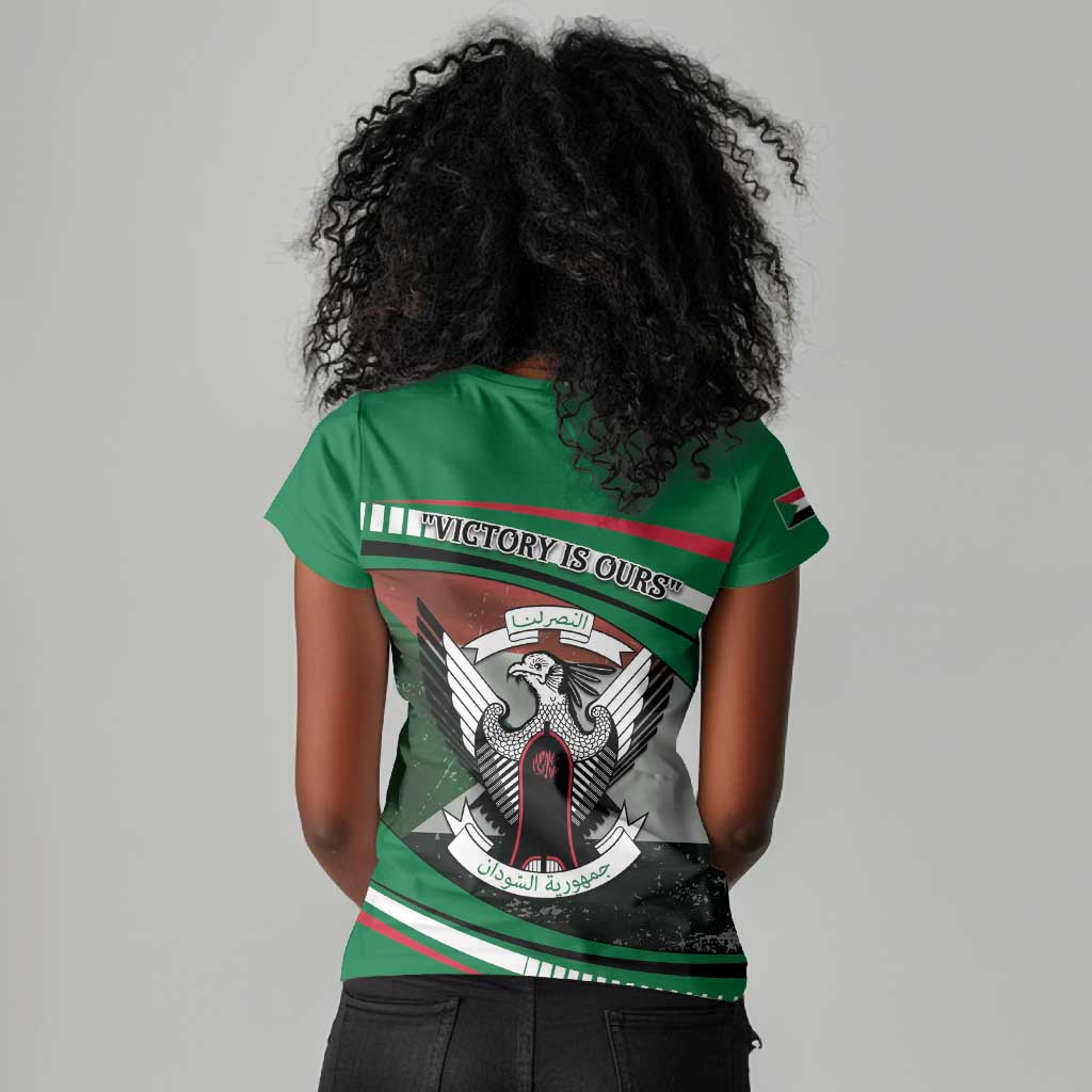 African Sudan Women V-Neck T-Shirt Victory Is Ours - African Pride