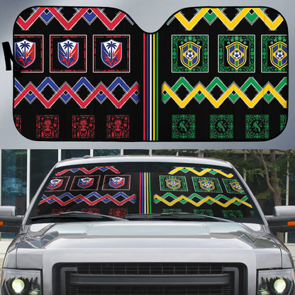 Brazil And Haiti Football Auto Sun Shade Mix Brazilian Haitian Roots