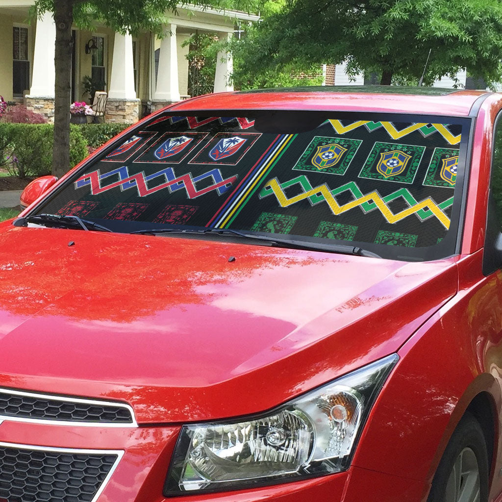 Brazil And Haiti Football Auto Sun Shade Mix Brazilian Haitian Roots