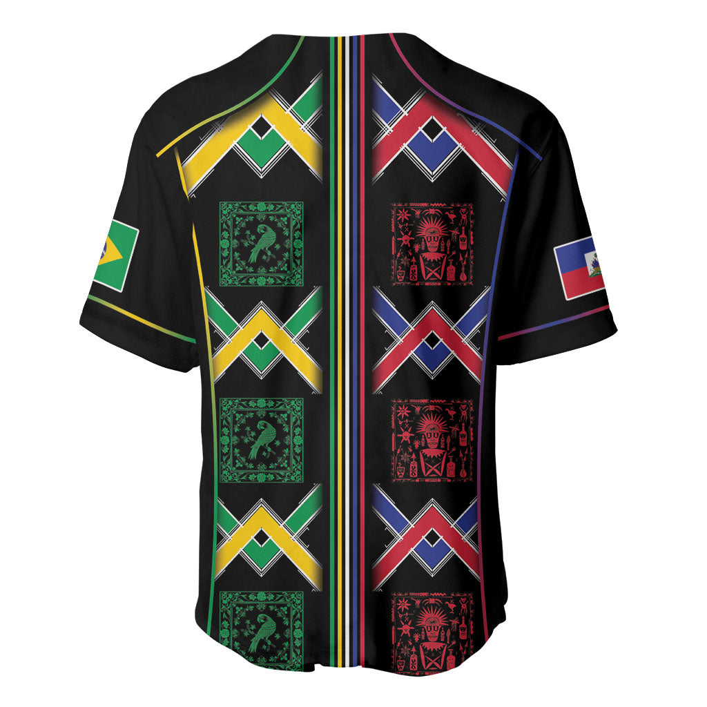 Custom Brazil And Haiti Football Baseball Jersey Mix Brazilian Haitian Roots