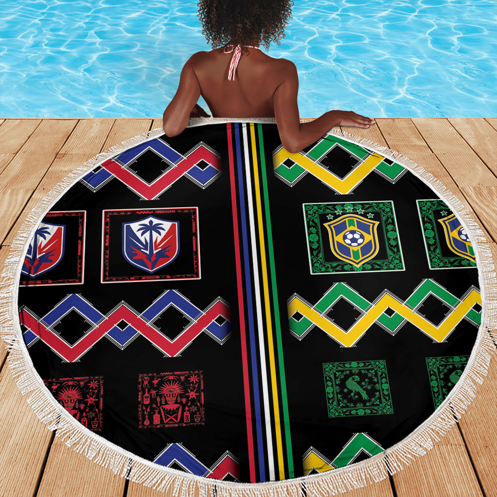 Brazil And Haiti Football Beach Blanket Mix Brazilian Haitian Roots