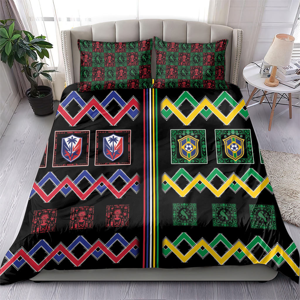 Brazil And Haiti Football Bedding Set Mix Brazilian Haitian Roots