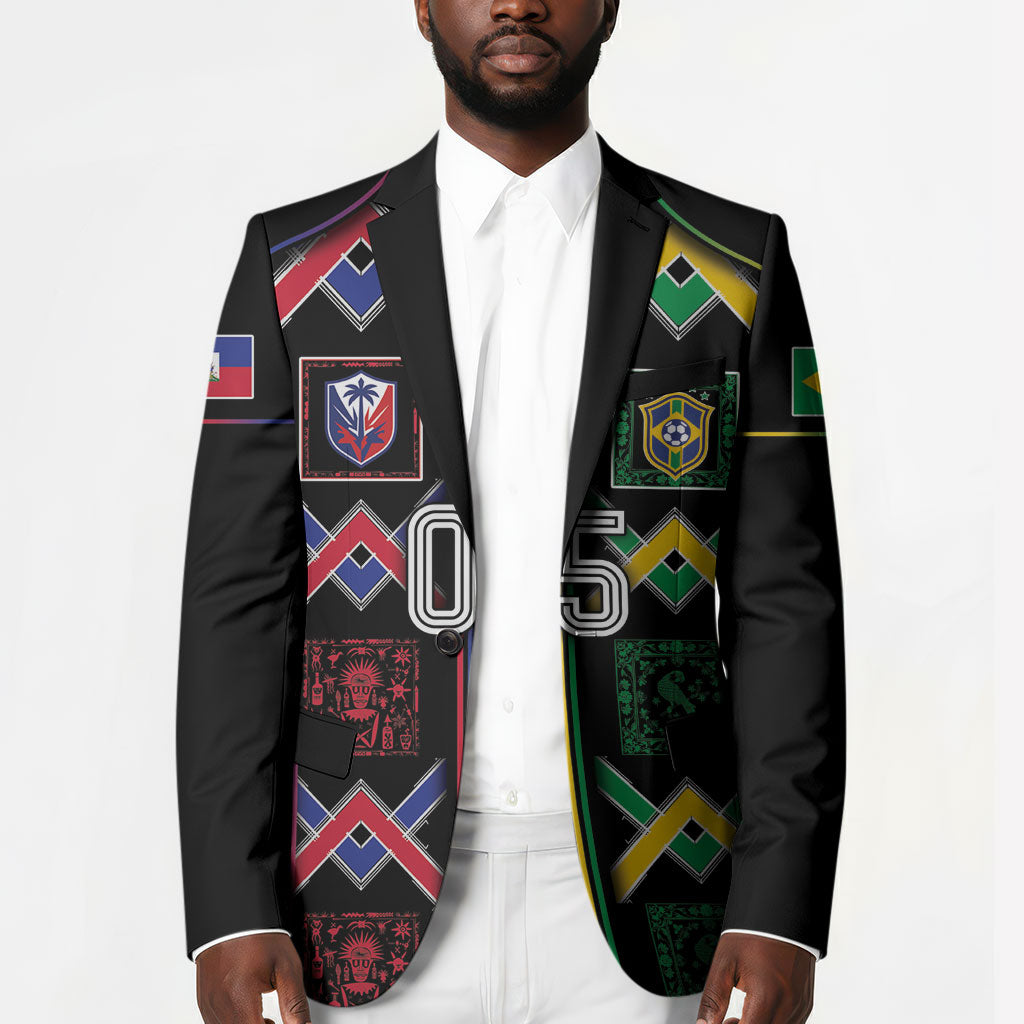 Custom Brazil And Haiti Football Blazer Mix Brazilian Haitian Roots