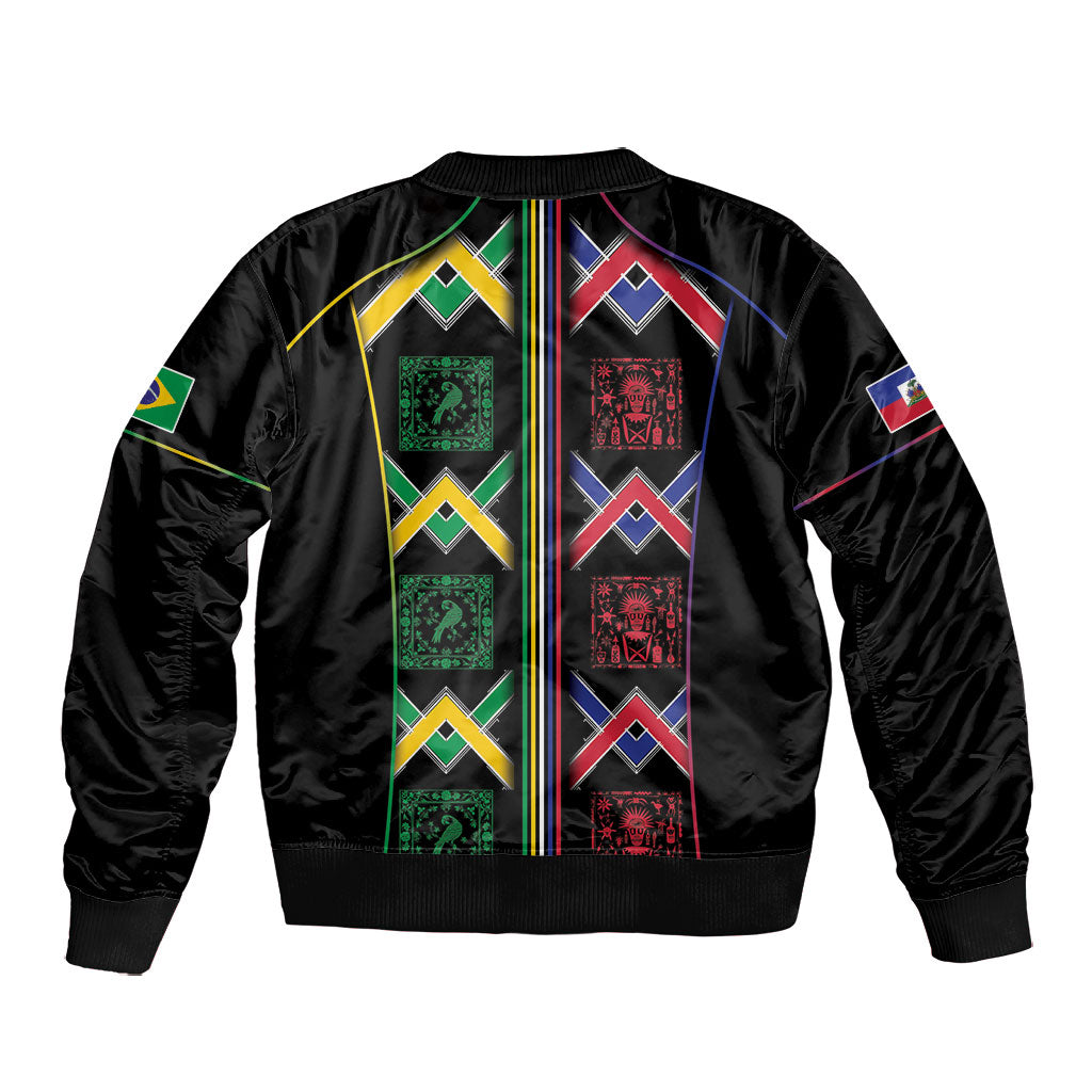 Custom Brazil And Haiti Football Bomber Jacket Mix Brazilian Haitian Roots