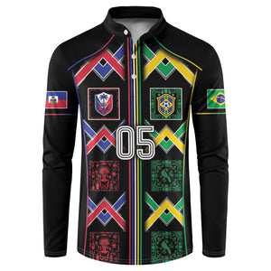Custom Brazil And Haiti Football Button Sweatshirt Mix Brazilian Haitian Roots
