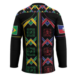 Custom Brazil And Haiti Football Hockey Jersey Mix Brazilian Haitian Roots
