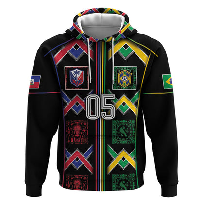 Custom Brazil And Haiti Football Hoodie Mix Brazilian Haitian Roots