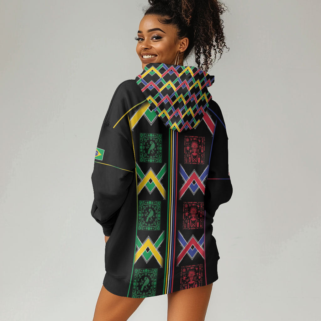 Custom Brazil And Haiti Football Hoodie Dress Mix Brazilian Haitian Roots