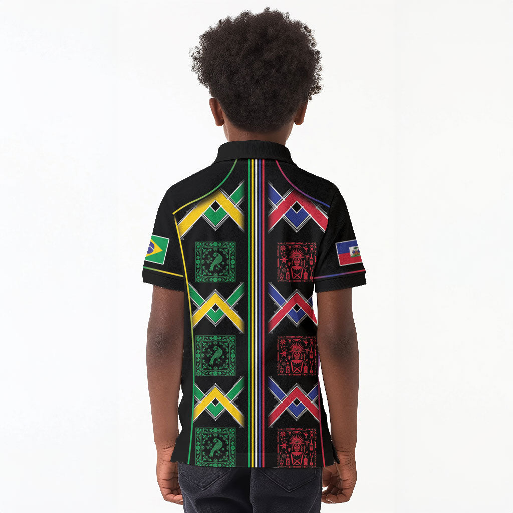 Custom Brazil And Haiti Football Kid Polo Shirt Mix Brazilian Haitian Roots