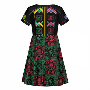 Custom Brazil And Haiti Football Kid Short Sleeve Dress Mix Brazilian Haitian Roots