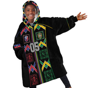 Custom Brazil And Haiti Football Kid Wearable Blanket Hoodie Mix Brazilian Haitian Roots